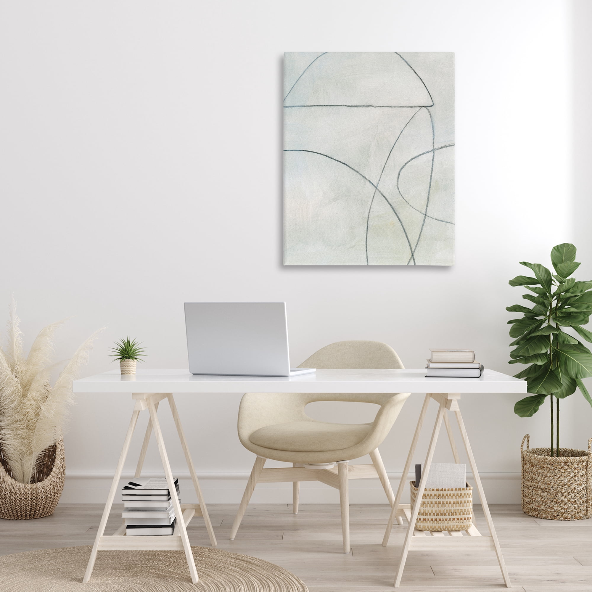 Stupell Industries Shapes Sketch on Grey Abstract Drawing Gallery Wrapped Canvas Art Print Wall Art, 30 x 40