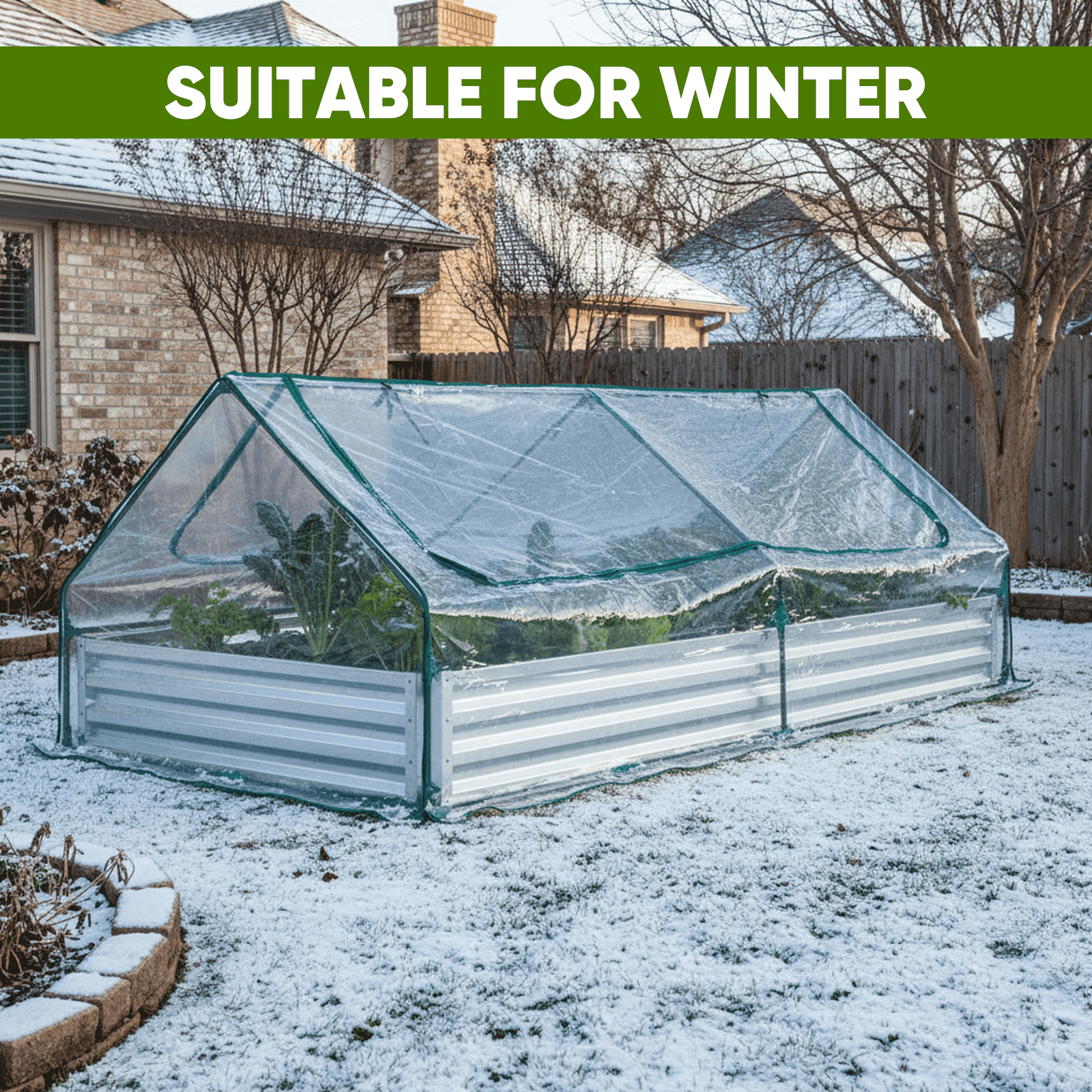 TrumanPick Greenhouse for Raised Garden Bed, Portable Cold Frame Plant Cover with Roll-Up Zipper Windows, UV Resistant PVC Gardening Tent for Outdoor Vegetables & Flowers, Green
