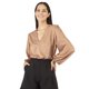 thumbnail image 1 of Blusa cuello V manga bomba retro AMAD Casual para mujer Talla L, 1 of 5