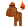 thumbnail image 2 of Xudanell Outfits Baby Boy Hoodie Pants Set Simple Solid Color Baby Outfits Comfortable Warm Coffee 4-5 Years, 2 of 4
