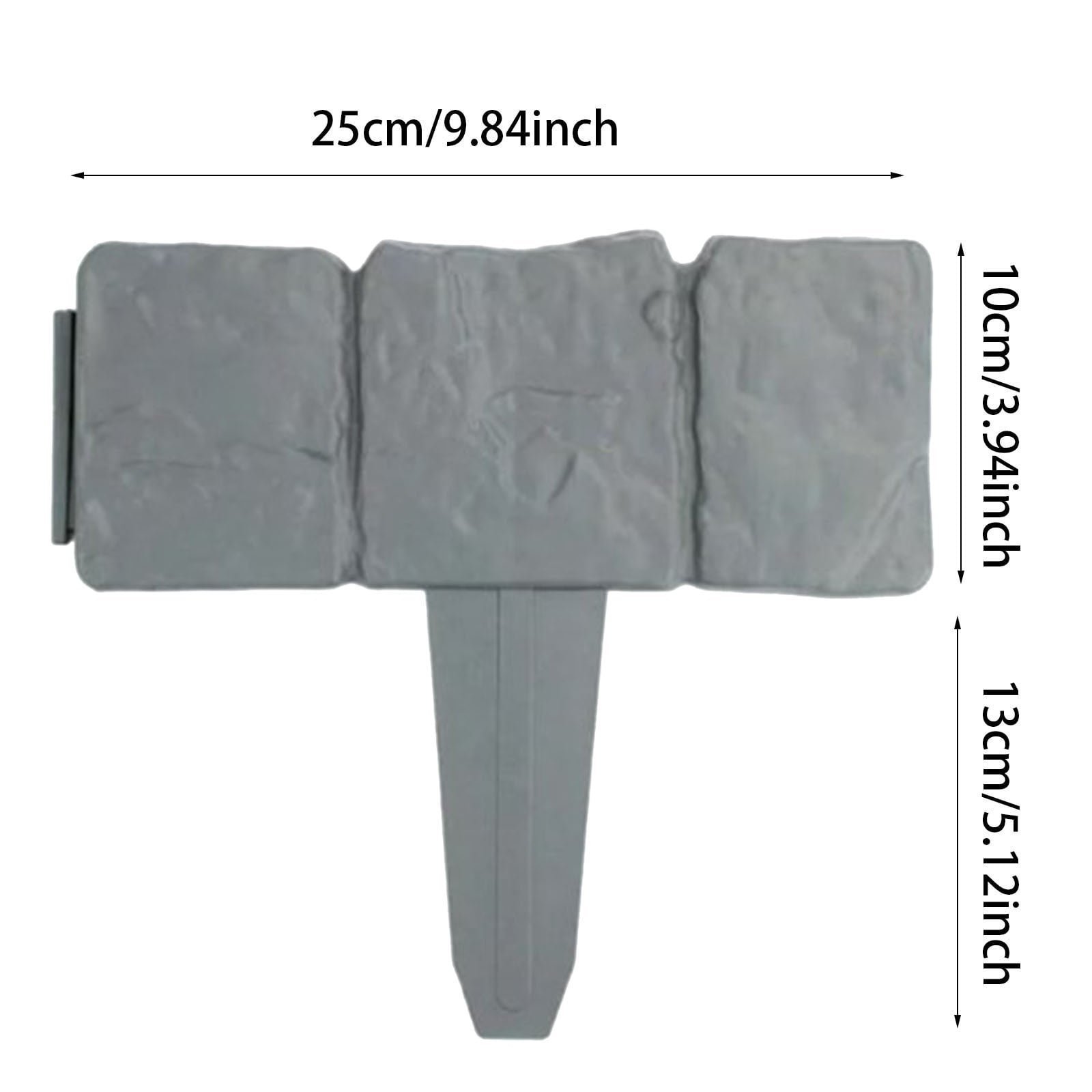 10PCS Gray Stone-Look Garden Edging Border, Interlocking Landscape Fence for Flower Beds, Lawns, and Pathways, Weatherproof Decorative Yard Edging