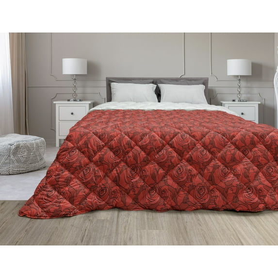 Abstract Down Alternative Comforter, Rhythmic Geometric Retro Hexagons in Colorful Arrangement Pattern, Microfiber Quilt for All Season, 5 Sizes, Multicolor, by Ambesonne