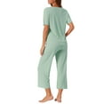 thumbnail image 3 of INSPIRE CHIC Women's Pajamas 2 Piece Lounge Sets Ribbed Solid Outfits T-shirt with Trousers Sleepwear Casual Sweatsuits XS Green, 3 of 6