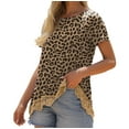 thumbnail image 4 of JWD Women's Tops Short Sleeve Lace Trim O-Neck A Line Tunic Blouse FP Panther khaki-L, 4 of 5