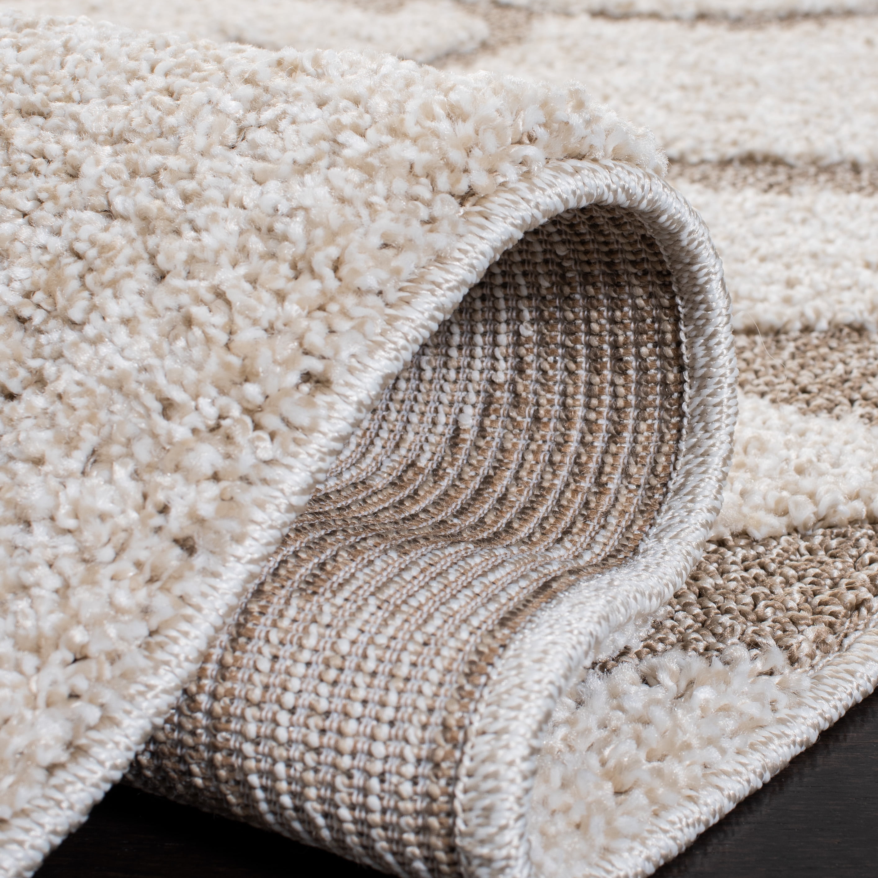 Safavieh Florida Doug Floral Vines Geometric Shag Runner Rug, Ivory/Beige, 2'3" x 15'