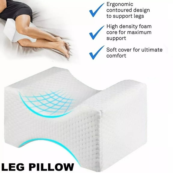 Ergonomic Orthopedic Memory Foam Knee Pillow - Leg Support Wedge, Lumbar & Spine Alignment for Side Sleepers & Pain Relief - Washable Soft Cover