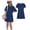 #A01-Navy, variant on Abcomgle Girls Casual Dresses 10-12 Casual A Line Short Sleeve Girls Tshirt Dresses Solid Sundresses Basic Crew Neck Lightweight Dresses,Dark Green,2-3Years