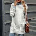 thumbnail image 6 of CLOISE Womens Blouses Fall Cute Striped Shirts Turtle Neck Long Sleeve Blouses Oversized Colorblock Tees with Pockets Flowy Clothes White S, 6 of 9