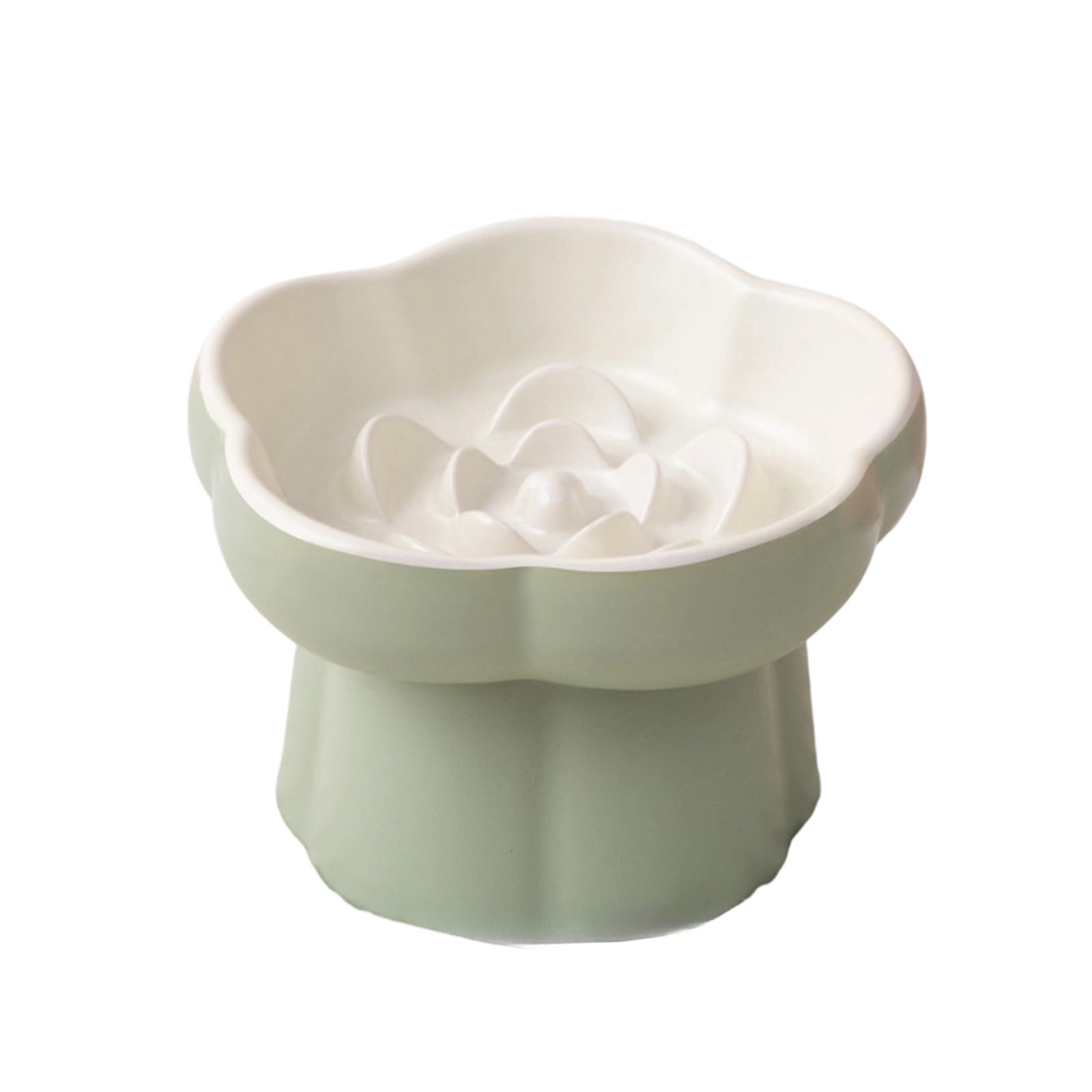 Ceramic Elevated Slow Feeder Cat Bowl, Pet Slow Feeding Bowl, Non Slide, Pup Bowl Small Dogs Kitties Slow Food, Easy to Clean, for Indoor Cats and Small Dogs