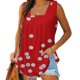 thumbnail image 1 of Puntoco Camiseta sin mangas estampada con cuello cuadrado para mujer Camiseta holgada, 1 of 5