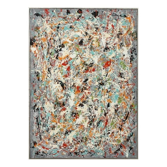 Maklaine Organized Chaos Wood Plastic Hand Painted Canvas in Multi-Color