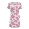 thumbnail image 4 of FKELYI Pink Cow Print Summer Nightgowns Women's Sleepwear Dress Button Down Pajama Dress Soft Comfy Crew Neck Sleep Dress Skin-Friendly House Dress for Lounging, 2XL, 4 of 6