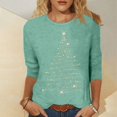 thumbnail image 2 of Chemise de Noël pour Femmes Grande Taille Hauts Longs Imprimé Arbre de Noël Chemise Habillée Manches Courtes Col Rond Hauts Grande Taille Chandail Tunique, 2 of 4