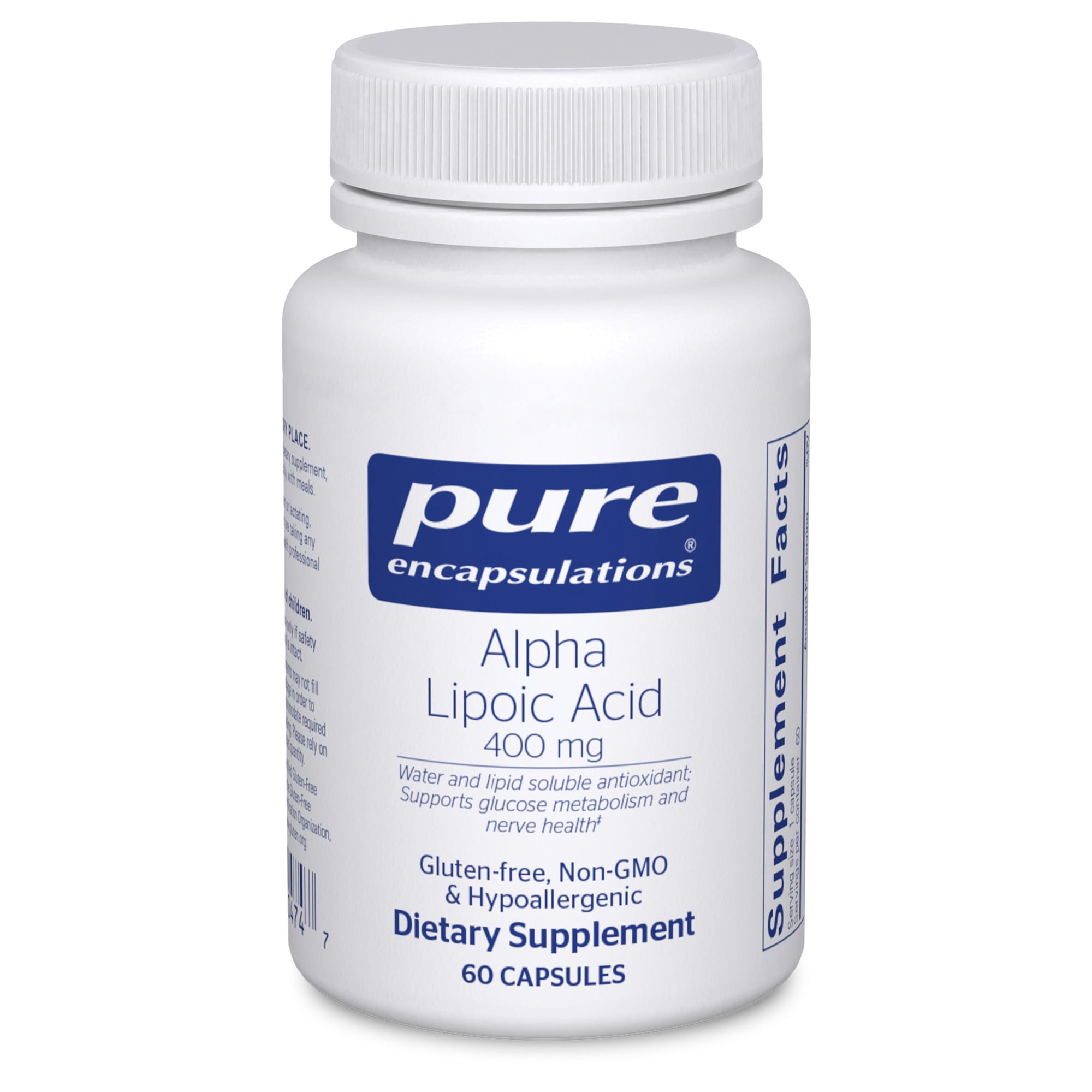 Pure Encapsulations Alpha Lipoic Acid 400 mg | ALA Supplement for Liver Support, Antioxidants, Nerve and Cardiovascular Health, Free Radicals, and Carbohydrate Support* | 60 Capsules