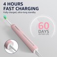 thumbnail image 3 of 7AM2M Sonic Electric Toothbrush, High Power Rechargeable Toothbrushes, with 8 Brush Heads for Adults and Kids, 15 Adjustable Modes, Built-in 2-Minute Smart Timer, 4 Hours Fast Charge, Pink, 3 of 8