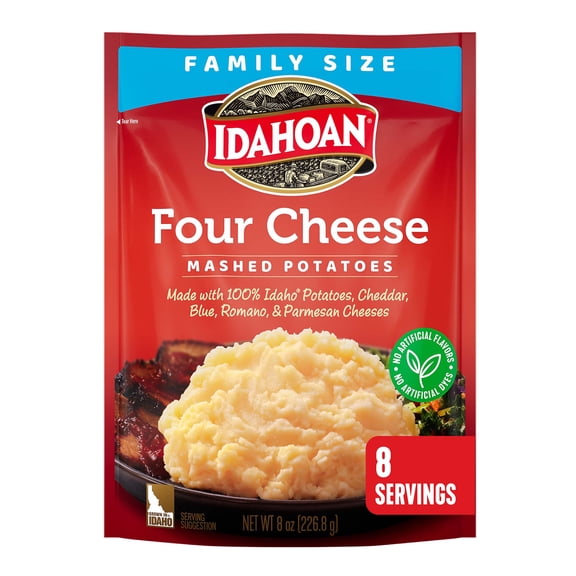 Idahoan Four Cheese Mashed Potatoes Family Size, 8 oz Pouch