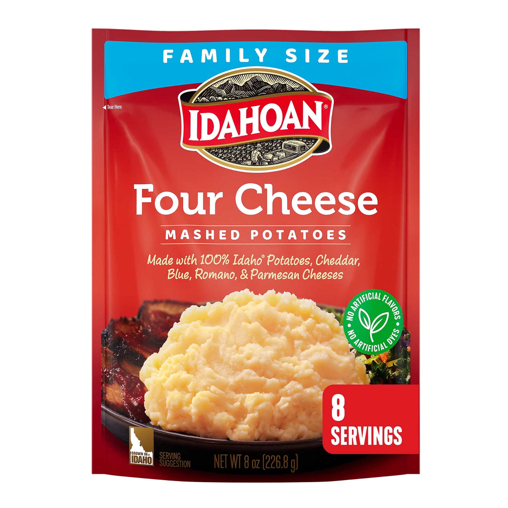 Idahoan Four Cheese Mashed Potatoes Family Size, 8 oz Pouch