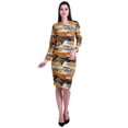 thumbnail image 3 of Moomaya Printed Full Sleeve Bodycon Dress for Women Scoop Neck Side Slit Casual Clothing, 3 of 8