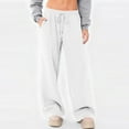 thumbnail image 2 of WULMLEO Women's Sweatpants Wide Leg Fleece Lined Sweat Pants Spring Winter Clothes 2026 Baggy Drawstring Joggers with Pockets White M, 2 of 6