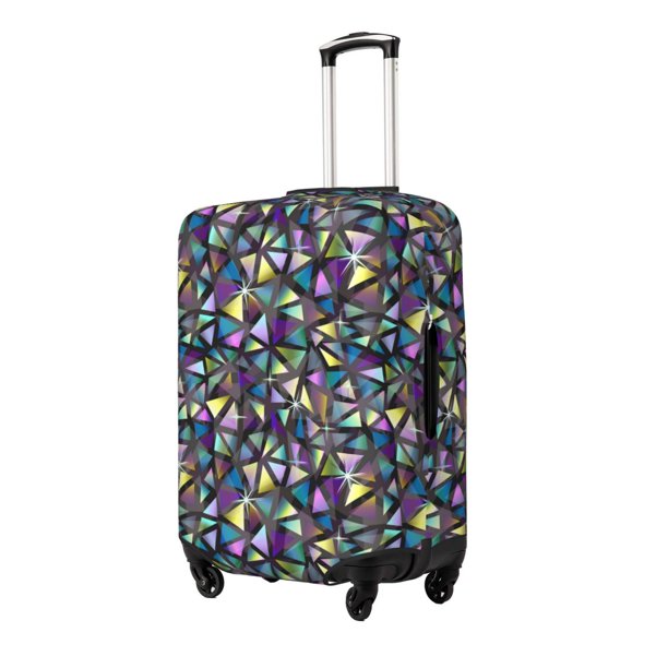 Balery Purple-Gold Triangles Funda de equipaje, fundas para maletas, elástica, lavable, protector de maletas, compatible con maletas de 18 a 32 pulgadas-Small