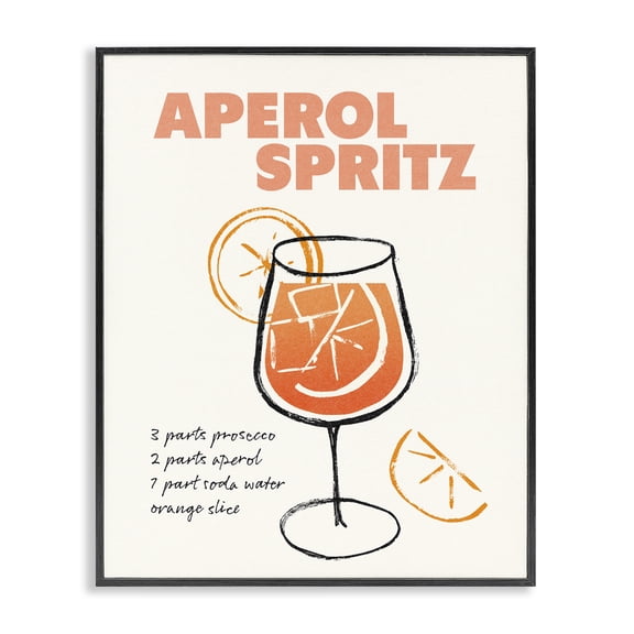 Stupell Industries Aperol Spritz Recipe Food & Beverage Painting Black Framed Art Print Wall Art, 11 x 14