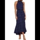 thumbnail image 3 of Vestido Maxi de Verano con Estampado de Lunares para Mujer, Sin Mangas, Cuello Halter, Volantes, Bohemio con Cinturón Azul L, 3 of 9