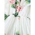 thumbnail image 3 of Xingqing 8 Colors Summer Princess Kids Girls Dress Flowers Printed Short Sleeve Off Shoulder Ruffles A-Line Chiffon Dress, 3 of 7