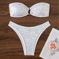 thumbnail image 5 of HOMBOM Womens Two Piece Swimsuits High Cut Triangle Top Bikini White Sparkly Bathing Suits for Young Women Summer, 5 of 7