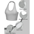 thumbnail image 4 of BlinkLLX 3 Pieces Women Halter Top Backless Scroop Neck Deep V Neck Crop Workout Tops for Women, 4 of 5