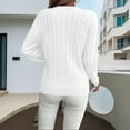 thumbnail image 4 of Holzkary Womens Lightweight Cable Knit Trendy Classic Pullover Sweaters Fall Outfits 2025 Fall Solid Round Neck Knit Long Sleeve Sweater Soft Business Casual Knit Jumper Top White M, 4 of 6