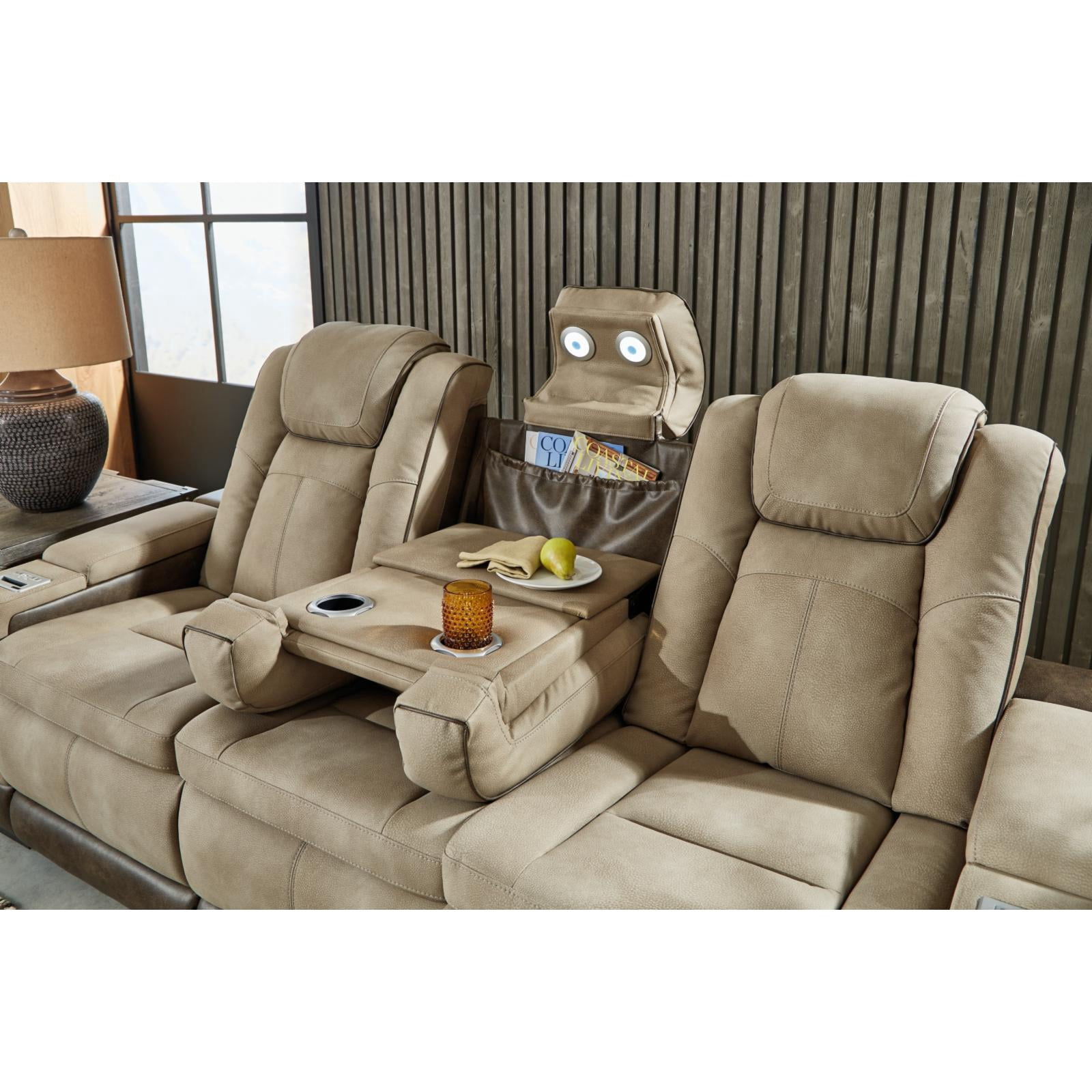 Ashley Furniture Next-Gen DuraPella Faux Leather Power Reclining Sofa in Brown