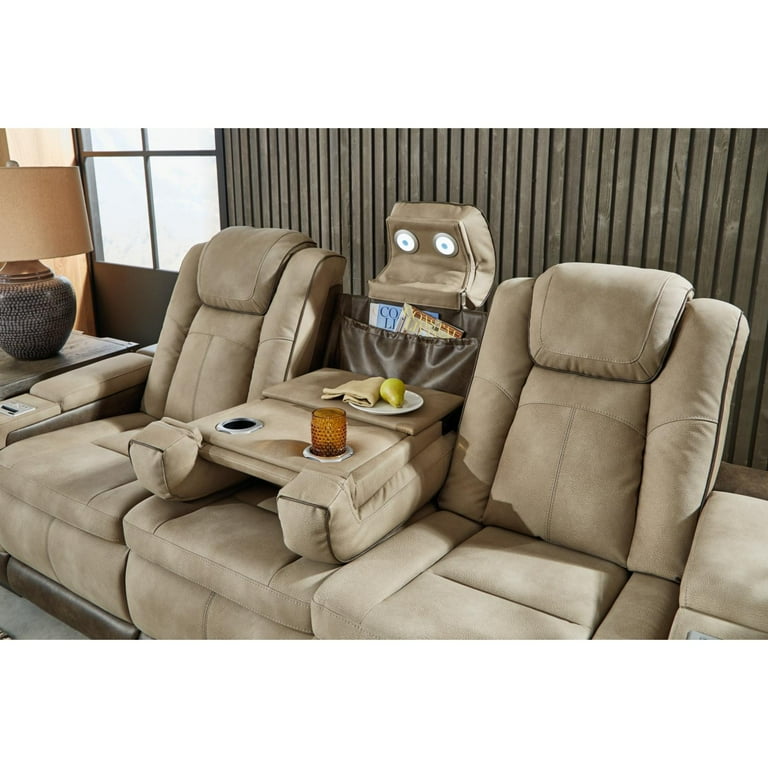 Ashley Furniture Next Gen DuraPella Faux Leather Power Reclining Sofa in Brown
