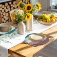 thumbnail image 4 of Purple Green Wood Grain Round Placemats Set of 4 for Dinning Tables,Heat-proof Braided Table Mats 13 Inch,Rustic Retro Wooden Plank Washable Place Mat for Kitchen Restaurant Party Decor Table Setting, 4 of 9