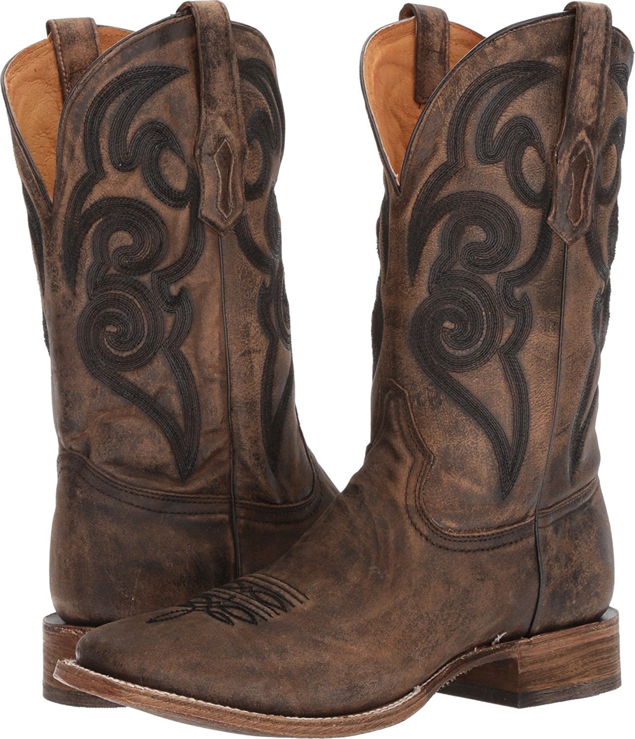 square toe brown cowboy boots
