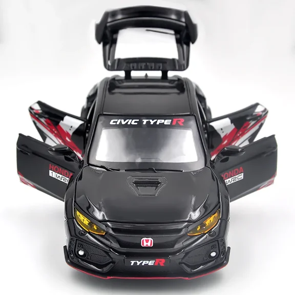 The 1:32 scale is suitable for Honda Civic alloy die-cast car models, equipped with openable doors, lights, sound and spring-back function. Boys' toy cars, children's birthday gift toy cars.