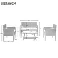 thumbnail image 6 of Outdoor Furniture Sets, 4 Pieces Bistro Dining Chair Conversation Sets with 1 Loveseat, 2 Single Chairs and Glass Table, Leisure Wicker Chair Conversation Set with Soft Cushion and Glass Table, S1822, 6 of 7