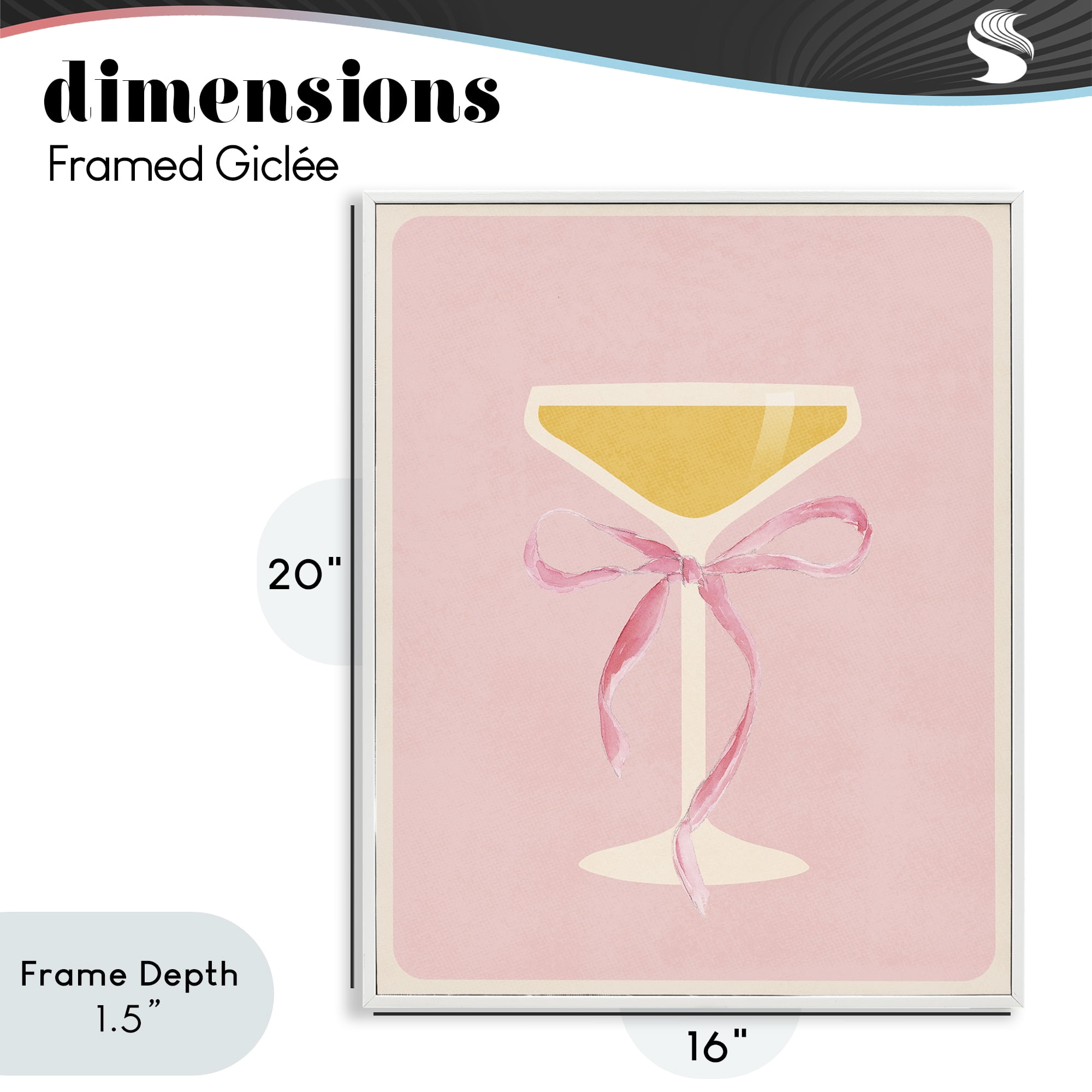 Stupell Industries Champagne Party Glass White Framed Giclee Art, design by Lucille Price