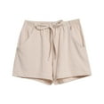 thumbnail image 2 of Shorts for Women Clearance!Yanyanz and Elastic Short Womens Pants Solid Pocket Waist Loose Pants Lounge Pants Women Womens Pants Khaki L, 2 of 5