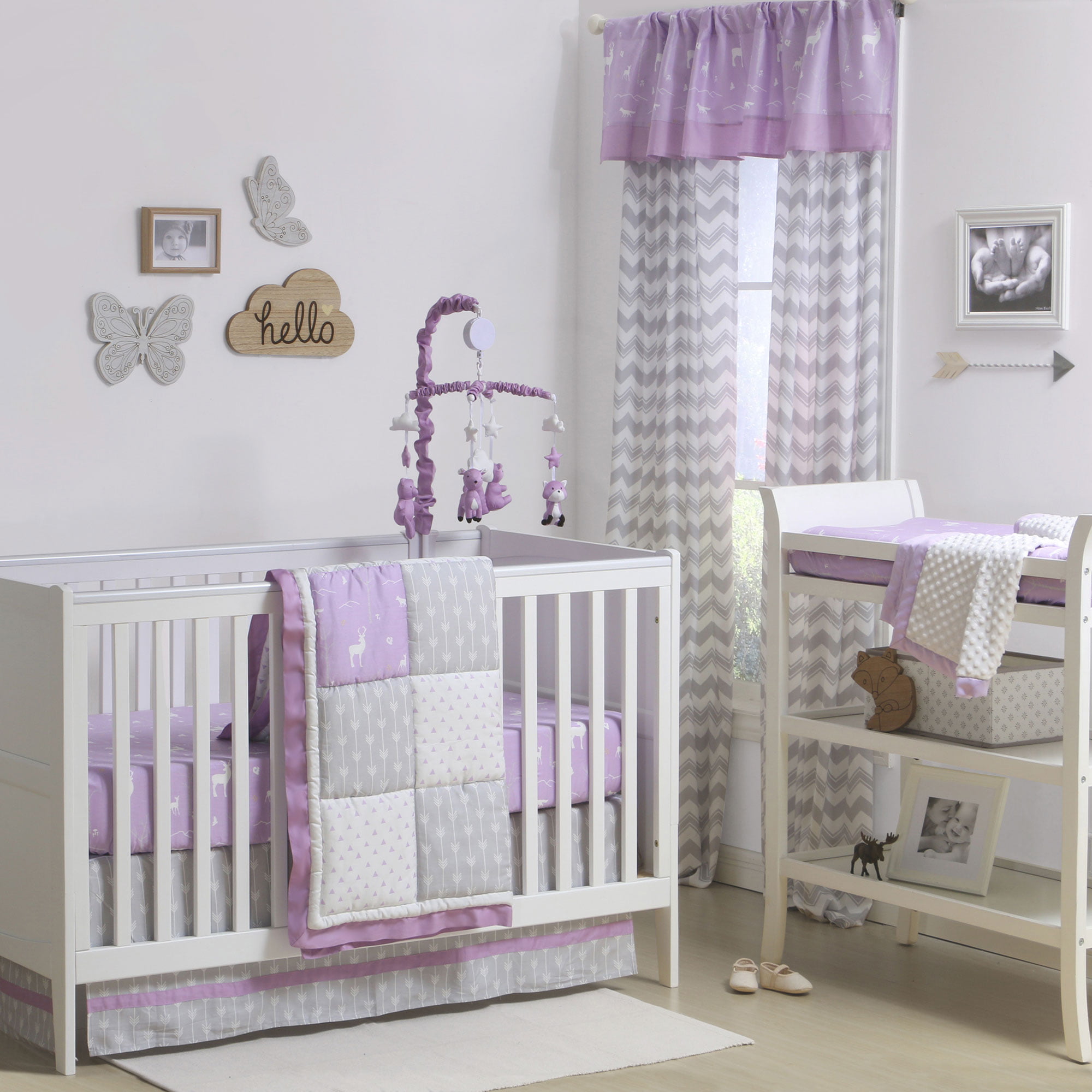 The Peanut Shell 3 Piece Baby Crib Bedding Set - Purple ...