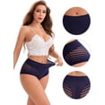 thumbnail image 3 of DARING DIVA Women's High Waisted Tummy Control Lace Mesh Underwear Briefs M Dark Blue, 3 of 6