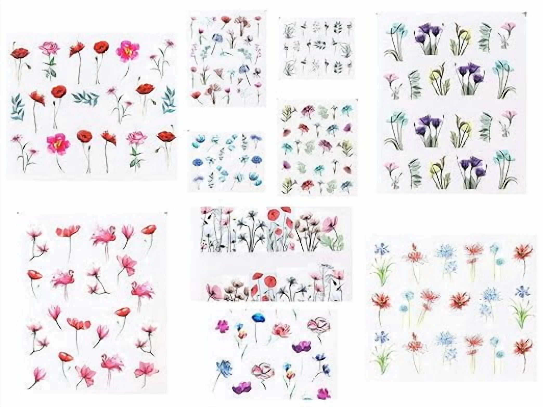 AVOKA DIY Nail Art Water Transfer Decals Flower Series Nail Tattoo Stickers (20 SHEETS)