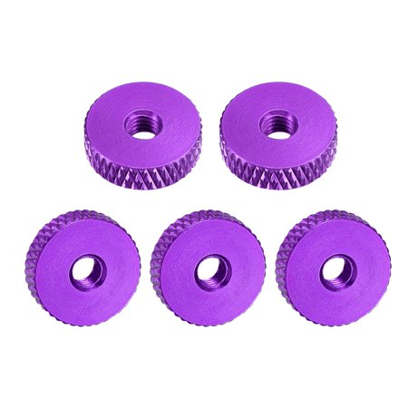 

Flat Knurled Nut - M4 x 14mm x 4mm Thumb Nuts Lock Adjusting Nuts Aluminum Alloy Purple 5Pcs