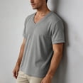 thumbnail image 6 of Stamzod Mens Shirts Summer V-Neck Corduroy Pullover Tops Loose Casual Short Sleeve T-Shirts Plus Size Men Clothing Gray M, 6 of 9