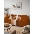 thumbnail image 6 of Burnt Orange Beige Striped Sofa Covers for 2-3 Cushion Couch L-Shaped Sectional, Modern Farmhouse Retro Lines Washable Sofa Covers Slipcover for Living Room Furniture, Couch Cover Blanket 71"x134", 6 of 9