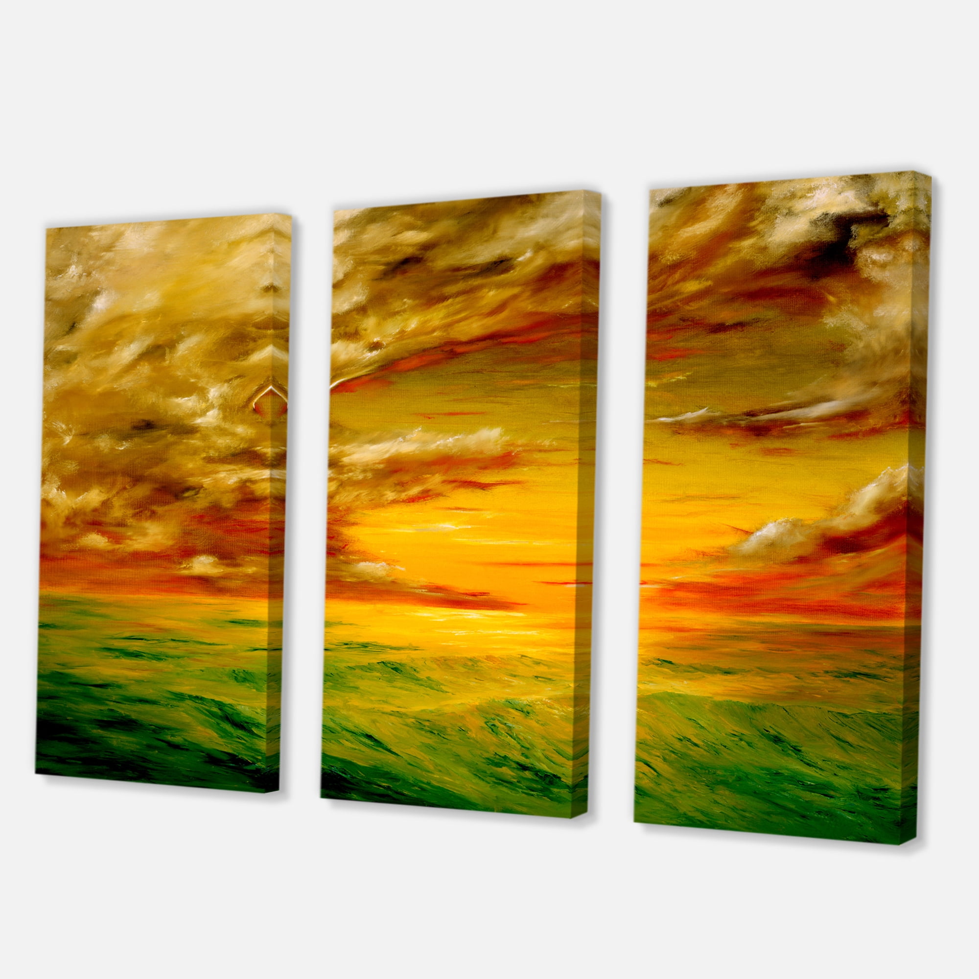 Designart ' Colorful and Bright Sunset At Santa Rosa California ' Farmhouse Canvas Wall Art Print