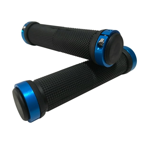 Double Lock on Blue Bike Grips MTB BMX Mountain Bike Handlebar Grips w