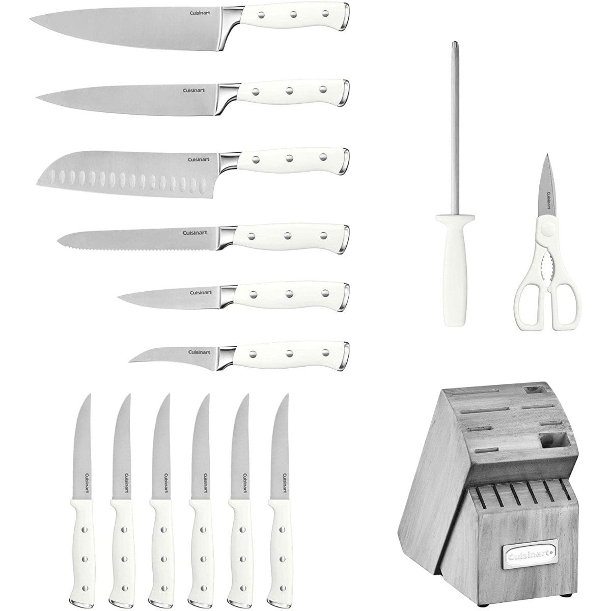 Cuisinart Forged Triple Rivet, 15-Piece Knife Set w/ Block, Superior  High-Carbon Stainless Steel Blades for Precision & Accuracy, White/Charcoal  Grey - Yahoo Shopping