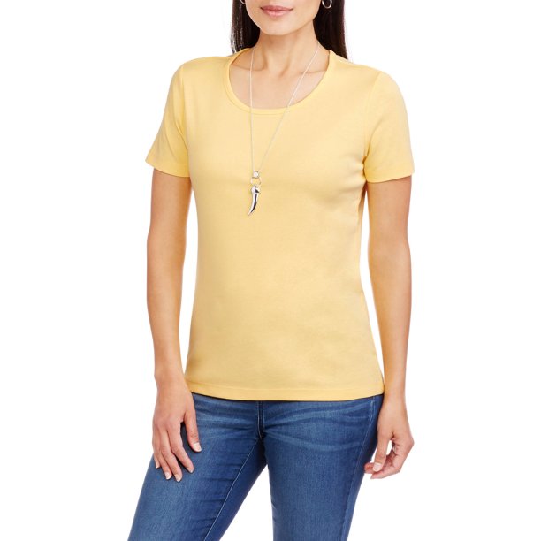 Women's Essential Short-Sleeve Scoopneck T-Shirt - Walmart.com