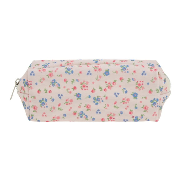 Unique Bargains 1 Pc Floral Print Style Drawstring Makeup Bag for Vacation Pink Polyester