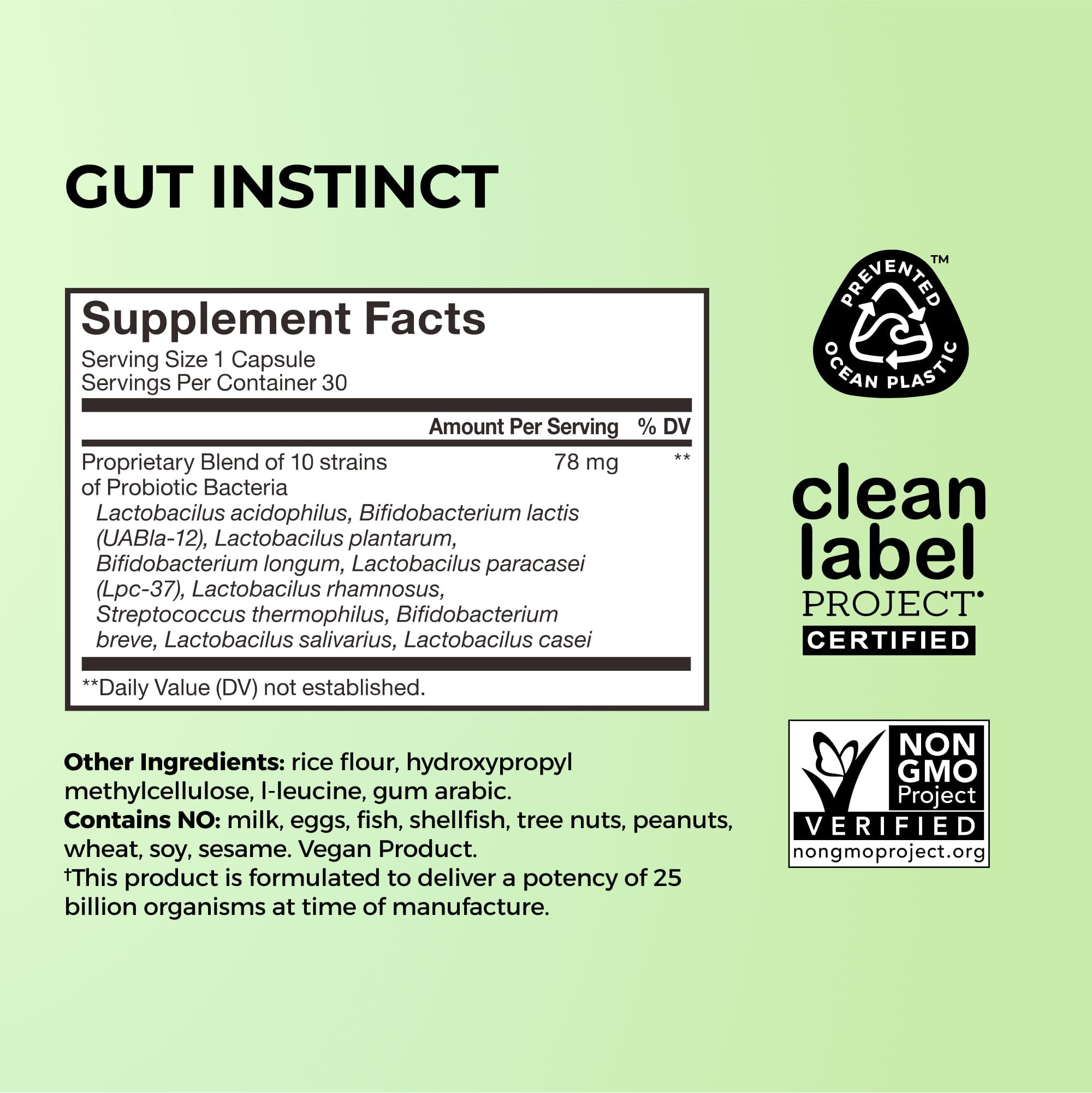 HUM Gut Instinct Daily Probiotics for Digestive & Immune Health, 30ct